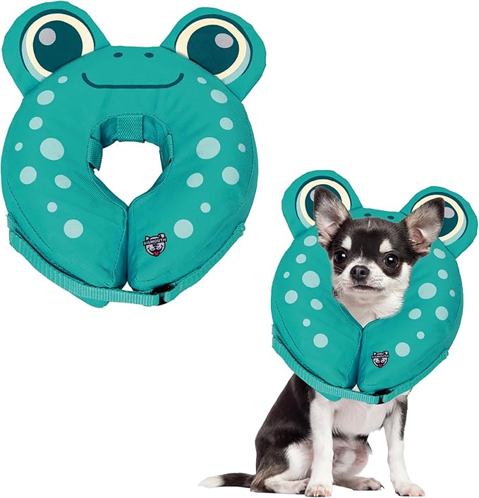 Frog Inflatable Recovery Collar, Comfortable Cone Replacement for Pet Surgery, Protective Collars to Prevent Licking & Biting, Size Small