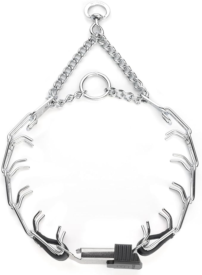 Herm Sprenger Prong Collar with Quick Release Cliclock Buckle & Biothane Insert & Swivel Ring | Chrome Plated Steel No Pull Dog Training Collar Made in Germany, Black 16in x 2.25mm Necks up to 13-14in