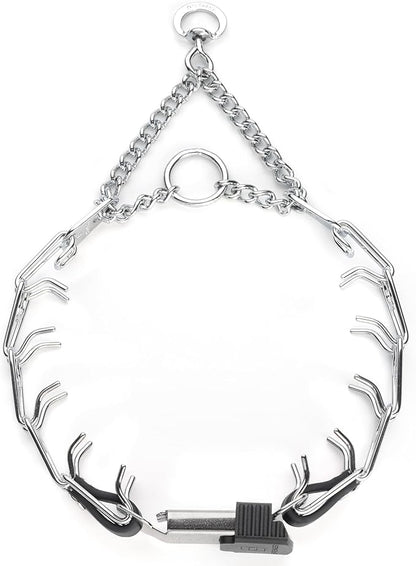 Herm Sprenger Prong Collar with Quick Release Cliclock Buckle & Biothane Insert & Swivel Ring | Chrome Plated Steel No Pull Dog Training Collar Made in Germany, Black 16in x 2.25mm Necks up to 13-14in