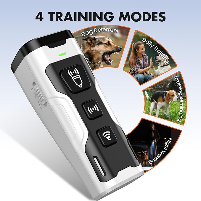 Dog Bark Deterrent Device, 3X Ultrasonic Anti Barking, 6 Training Modes 23 FT Range Barks No More Indoors Outdoors Behavior Correct Safe & Humane Rechargeable Compact Bark Control for Dogs