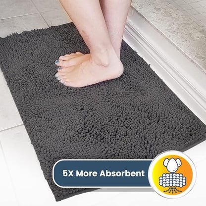 Muddy Mat® | Super Absorbent Door Mat Indoor, Microfiber Quick Dry Chenille Entryway Rug, Non-Slip Front Door Mat, Indoor Mats for Entryway, Machine Washable Pet Rug, Charcoal 16"x24"