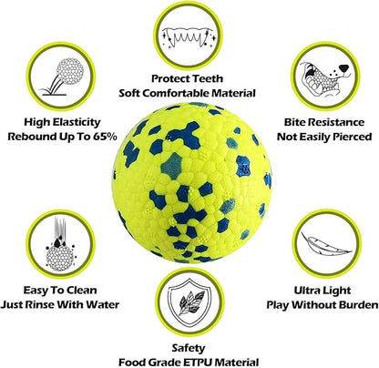 CAISHOW 3Pack Dog Ball Toys Indestructible Float On Water Fetch Bouncy Durable Solid Rubber Ball for Puppy Small and Medium Dogs Playing Toys (3Pcs-2.55'')