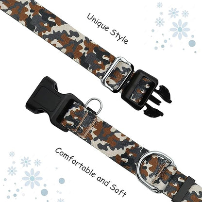 Martingale Collar for Dogs with Buckle No Pull Adjustable Nylon Limited Slip Training Dog Collars (Camouflage, Large)