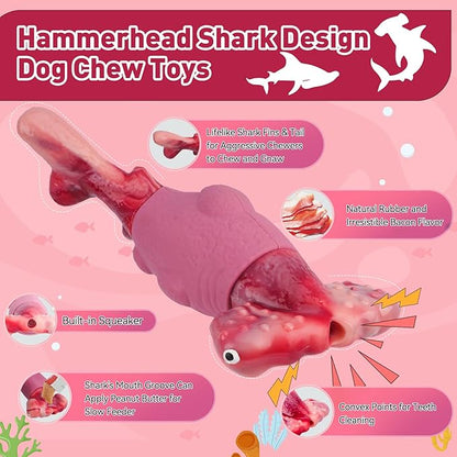 BIKIISEN Dog Toys for Aggressive Chewers, Interactive Dog Chew Toy for Large Dogs, Indestructible Squeaky Toys to Keep Them Busy, Tough Toy for Medium/Large Breed Dogs Pink