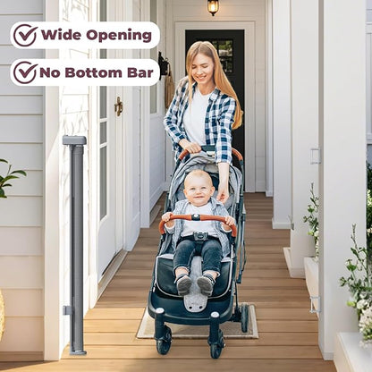 42" Extra Tall Retractable Baby Gates for Stairs, 76" Wide Dog Gate Indoor Outdoor for Doorways Deck Kitchen, Long Mesh Safety Gate for Child Toddler, Prevent Pet from Jumping Over, Grey