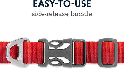 Ruffwear, Front Range Dog Collar, Adjustable Tubelok Webbing, Lightweight, Side Release Buckle, Aluminum V-Ring, Durable for Everyday Use, Red Sumac, 11"-14"