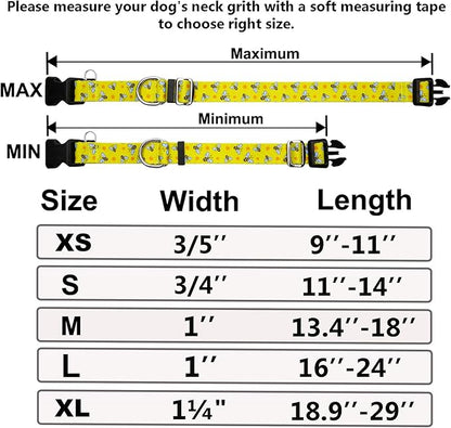 Martingale Collar for Dogs with Buckle No Pull Adjustable Nylon Limited Slip Training Dog Collars (Yellow Bee, Medium)