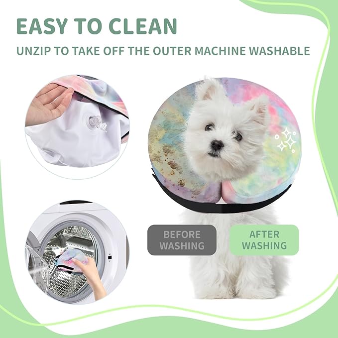 Inflatable Dog Recovery Collar, Dog Cone Collar for After Surgery, Prevent Dogs from Biting & Scratching Wound E-Collars to Help with Healing Soft Pet Recovery Collar Does