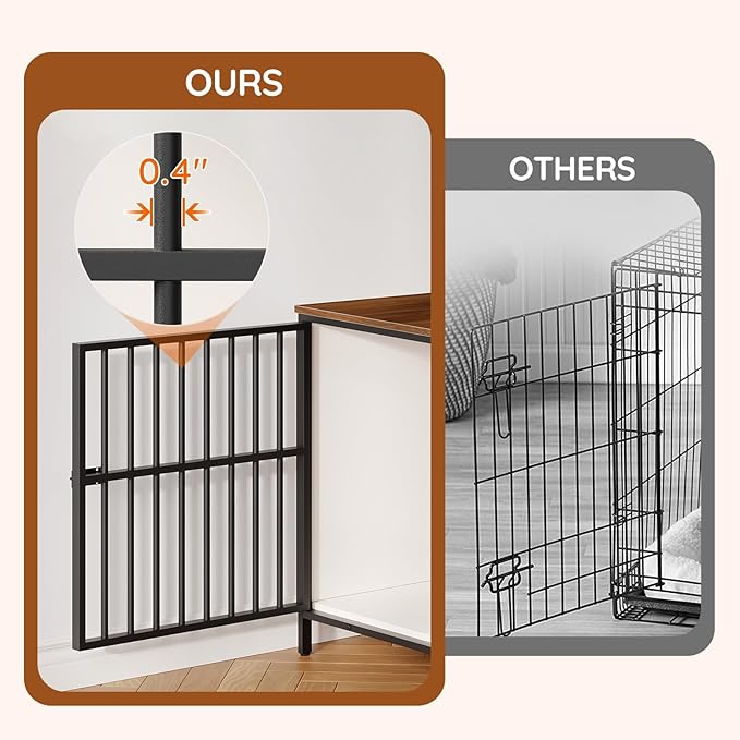 HOOBRO Dog Crate Furniture with Sliding Barn Door, Dog Kennel Indoor for Medium/Large Dogs, Heavy Duty Dog Cage with 2 Doors, End Table for Living Room, Bedroom, Rustic Brown and Black BWH163GW03
