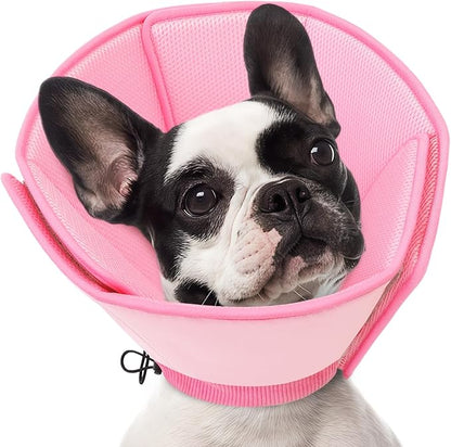 AOFITEE Dog Cones for Medium Dogs, Soft Dog Cone Collar After Surgery, Adjustable Cone for Dogs to Stop Licking, Breathable Pet E-Collar Alternative for Wound Healing(Pink,Medium)