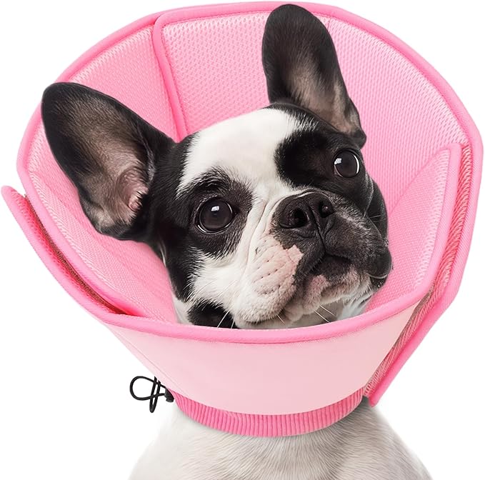 AOFITEE Soft Dog Cone Collar, Adjustable Dog Cone for Dogs to Stop Licking, Dog Cones for Small Medium Large Dogs, Breathable Elizabethan Collar Wound Healing After Surgery(Pink,S)