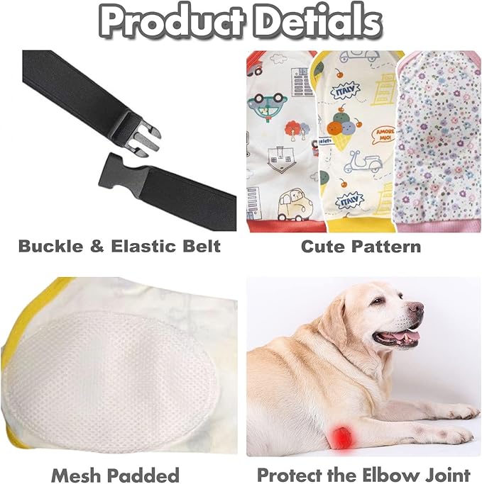 HDKUW Dog Elbow Protector for Calluses, Recovery Suit for Front Legs, Cone Collar Alternative to Stop Licking Wounds, Cover Sleeve for Small Medium Large Dogs - Red Car XL