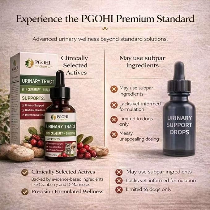Herbal Urinary Tract Drops for Pets - 60ml Urinary Tract Support with Glucosamine & Natural Herbs, UTI Relief & Bladder Health Supplement for Dogs & Cats, Easy-to-Use Liquid Drops (2Oz)