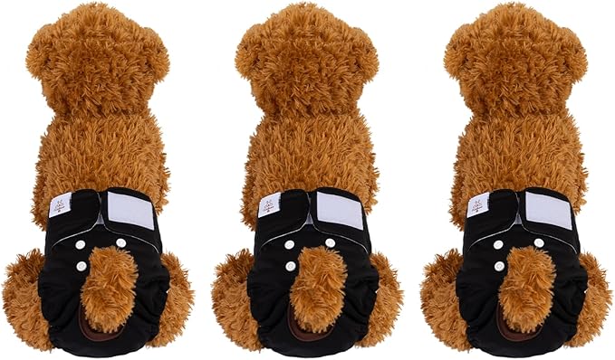 CuteBone Dog Diapers Female Washable Small Medium Large 3 Pack Reusable Doggie Diapers Puppy Period Pants for Doggy Heat Cycle Peeing