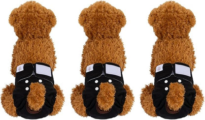 CuteBone Dog Diapers Female Washable Small Medium Large 3 Pack Reusable Doggie Diapers Puppy Period Pants for Doggy Heat Cycle Peeing