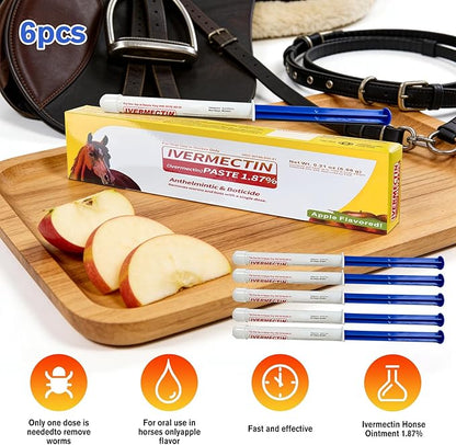 Horse Paste Apple Flavored Oral Paste Gel for Equine Use, Horse Paste Dewormer 6-Pack