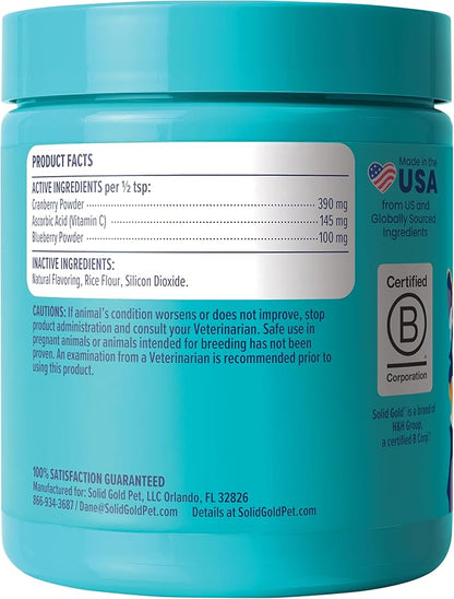 New Solid Gold Cranberry Supplement for Dogs for Urinary Tract Health - UTI + Bladder + Kidney Support for Dogs of All Life Stages w/Antioxidants (3.5 Ounce Powder, Smoked Bacon)
