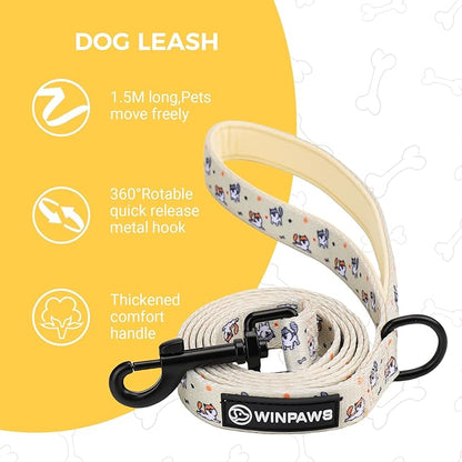 Dog Harness and Leash Collar Set with Dog Poop Bag Holder and Bandanas, Escape Proof Adjustable Puppy Cat Vest with Soft Mesh Padded, Pet Supplies for Small Medium Large Dogs Kitten(Yellow Puppy,XS)