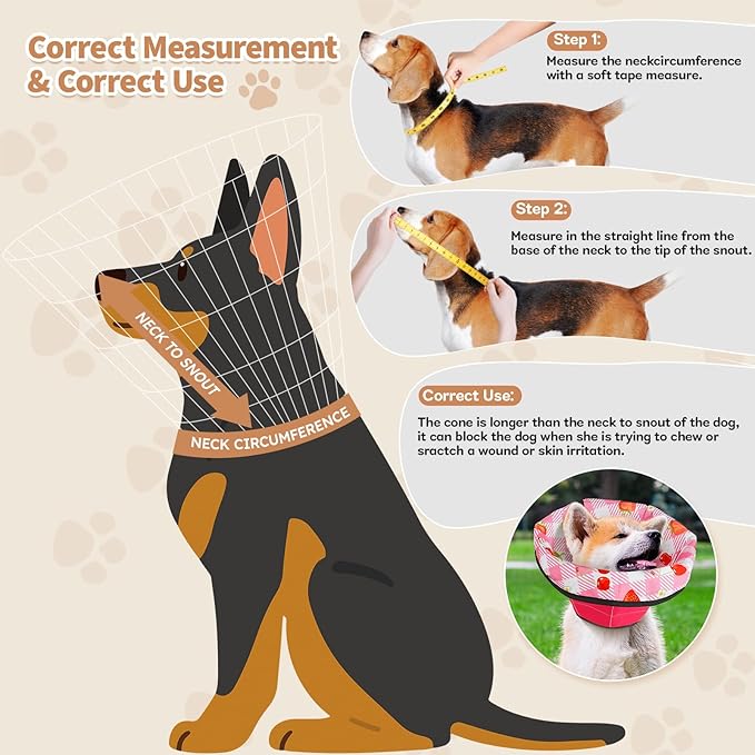 Soft Dog Cone Collar After Surgery: Adjustable Long Foldable Comfy Recovery Shame Elizabethan Stop Licking Small Medium Large Dogs (Red, XL)