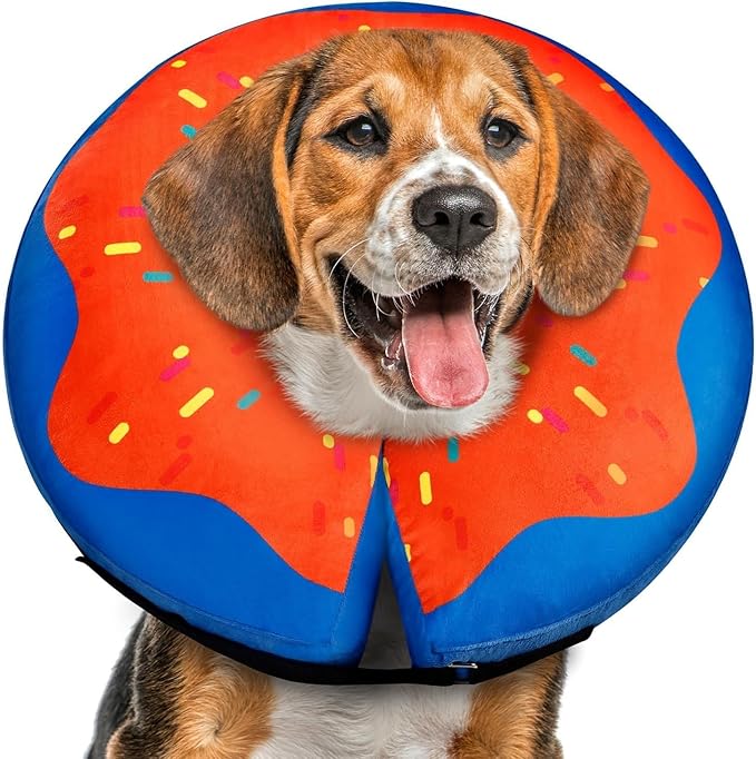 Gimars Inflatable Dog Cone Alternative Dog Donut Collar After Surgery, Soft Neck Pillow Recovery Cone Collar, E Collar and Elizabethan Collar Alternative for Small and Medium, M Neck:8"-12"