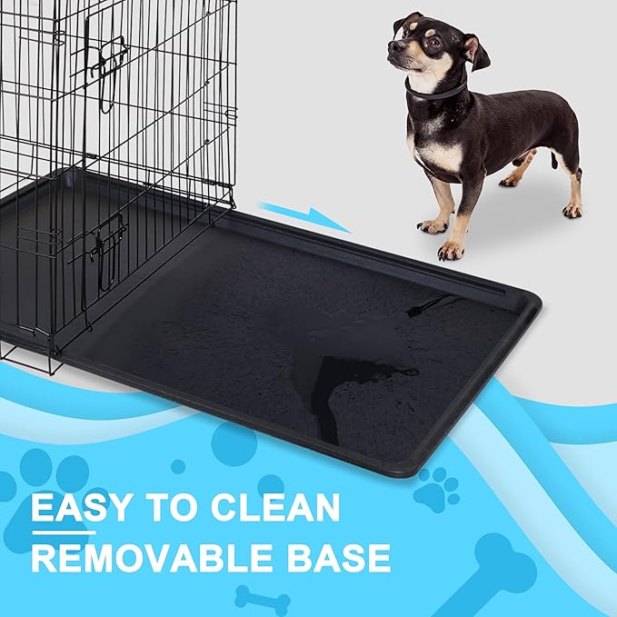 ZENY 30/36/42 Inch Dog Crate Double Door Folding Metal Dog or Pet Crate Kennel with Tray and Handle