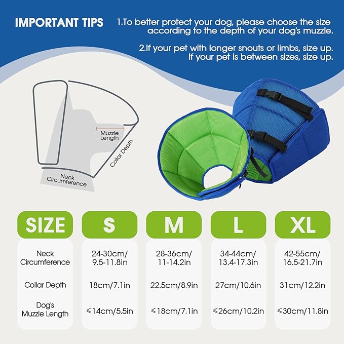 Dog Cone Collar After Surgery for Large Dogs, Adjustable Soft Cone for Dogs to Stop Licking, Professional Elizabethan Collar for Pet, Recovery Cones for Wound Healing & Hot Spots
