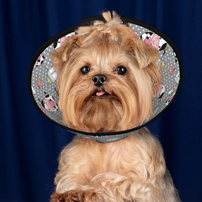 Flexible Dog Cones Cartoon Cow Character, Soft Dog Cone for Dogs After Surgery, Lightweight Alternative, Elizabethan Collar, Dogs Recovery Collar