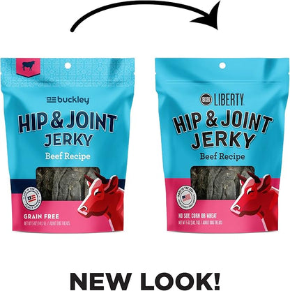 BIXBI Buckley Functional Healthy Hip and Joint Dog Jerky Treats, Beef Recipe, 5 Ounce (Pack of 3)