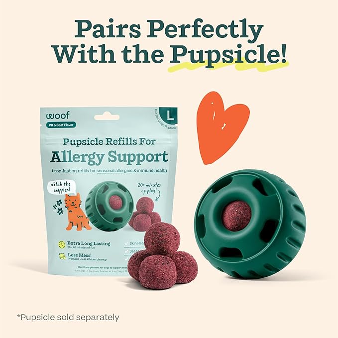 WOOF Pupsicle Refill Pops for Allergy Support for Dogs - Allergy Dog Treats for the Pupsicle Toy to Support Your Dog’s Natural Immune Defenses - Small Pops - 10 Count - 2 Pack