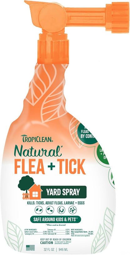 TropiClean Natural Maximum Strength Flea and Tick Spray for Yard, 32oz