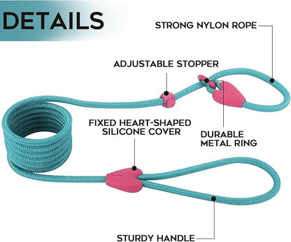 Slip Leads for Dogs Puppy Leash Comfortable 5FT Heavy Duty Loop Leash No Pull Pet Training Leash 6 Colors Classic Dog Leash for Small Medium Dogs(Lake Blue)