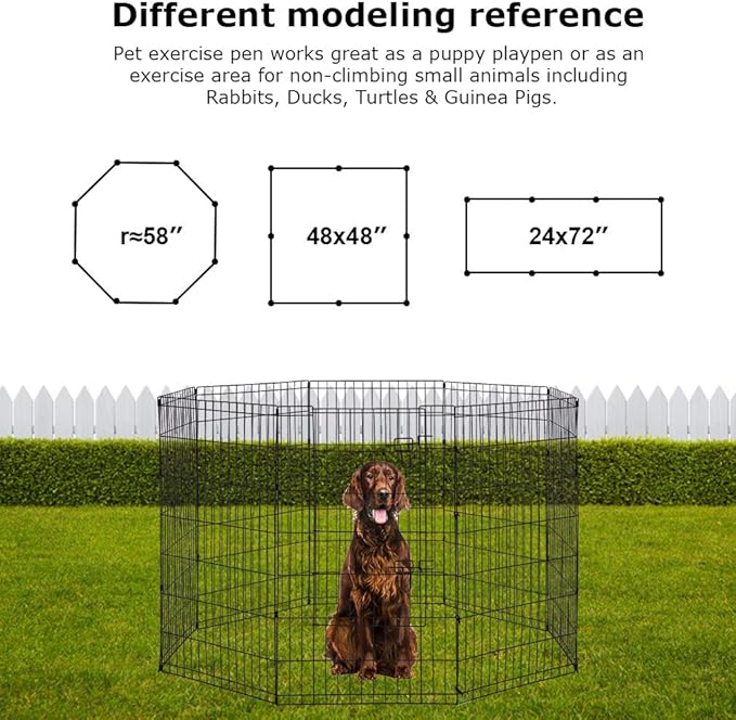 BestPet | Foldable Dog Playpen | 42 Inch, 8 Panels | Metal Pet Exercise Pen | Indoor Outdoor Portable Dog Fence with Door | Removable, Rust-Resistant Secure Pet Kennel | Easy to Assemble