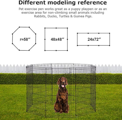 BestPet | Foldable Dog Playpen | 42 Inch, 8 Panels | Metal Pet Exercise Pen | Indoor Outdoor Portable Dog Fence with Door | Removable, Rust-Resistant Secure Pet Kennel | Easy to Assemble