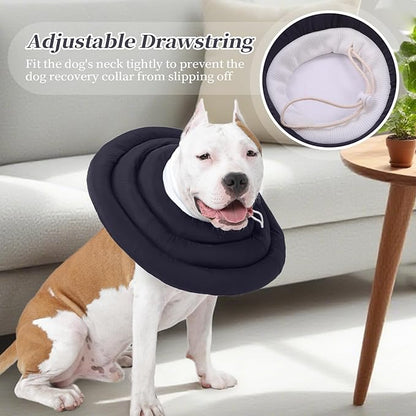 IDOMIK Dog Recovery Collar, Waterproof Soft Dog Cone After Surgery, Comfy Protective Elizabethan Collar Alternative for Dogs Cats, Adjustable Pet Neck Donut Cone Anti-Licking Biting Wounds,Grey,S