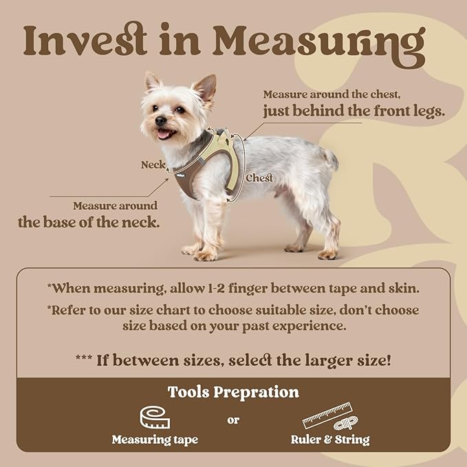 rabbitgoo Small Dog Harness, Step-in Soft Mesh Puppy Vest with Safety Buckle, Breathable Reflective Pet Harness for Extra Small Dogs, Brown & Beige XXS