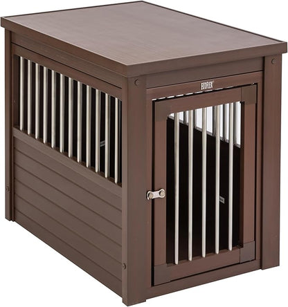 New Age Pet ECOFLEX InnPlace Dog Crate & End Table, Indoor Furniture Style Pet Kennel for Small, Medium, Large & XL Dogs, Durable Composite, Russet Brown, Medium