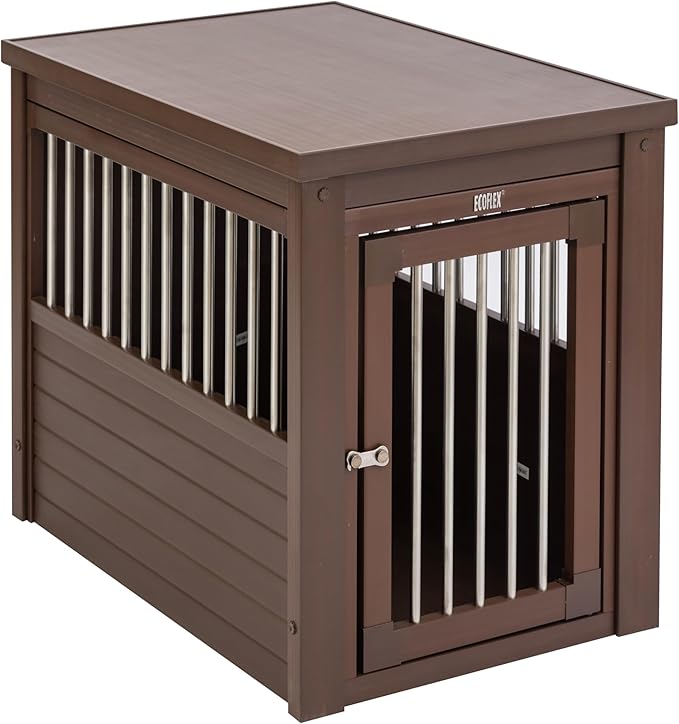 New Age Pet ECOFLEX InnPlace Dog Crate & End Table, Indoor Furniture Style Pet Kennel for Small, Medium, Large & XL Dogs, Durable Composite, Russet Brown, Medium