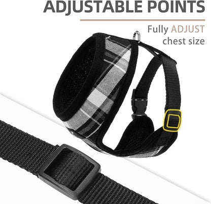 PUPTECK Soft Mesh Dog Harness and Leash Set Pet Puppy Cat Comfort Padded Vest No Pull Harnesses, Black, S
