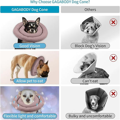 Comfortable Adjustable Soft Dog Cone Alternative After Surgery - Elizabethan Donut Collar for Cats, Medium Dogs and Small Dogs