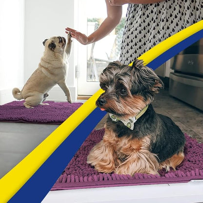 Muddy Mat® | Super Absorbent Door Mat Indoor, Microfiber Quick Dry Chenille Entryway Rug, Non-Slip Front Door Mat, Indoor Mats for Entryway, Machine Washable Pet Rug, Dark Purple 24"x35"