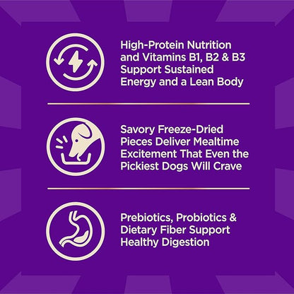 Wellness CORE+ Adult Dry Dog Food with Freeze Dried Pieces, Grain Free Kibble+, Natural, High Protein, Wild Game Duck, Lamb, Boar, and Rabbit Recipe, 18 lb Bag