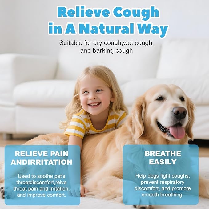 Herbal Cough Drops for Dogs & Cats, 60ML Natural Soothing Supplement for All Breeds, Sizes - Soothes Cough & Throat Irritation