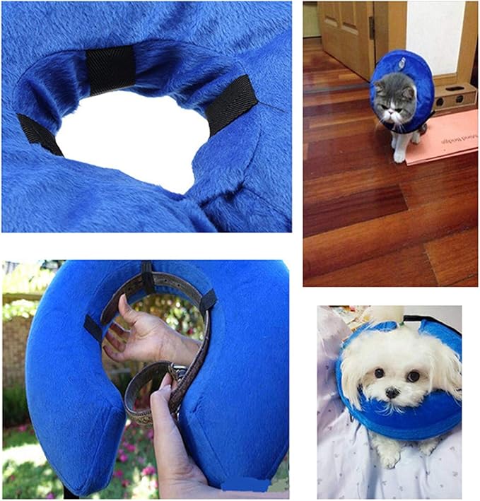 THAIN Soft Dog Recovery Protective Collar After Surgery-Cone Inflatable Collar for Dogs and Cats - Adjustable Washable Elizabethan Collar (L)