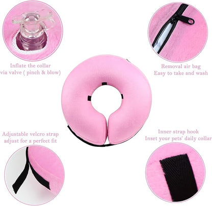 Katoggy Inflatable Dog Cone Collar for After Surgery, Doggie Neck Blow up Donut Recovery ECollar, Soft Adjustable Dog Cone for Small Medium Large Dogs and Cats