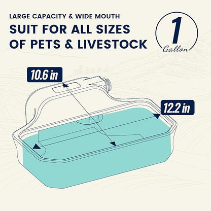 PETIMI Automatic Water Dispenser for Dogs/Cats, 1 Gallon Auto-Fill Dog Water Bowl Dispenser for Indoor/Outdoor, Large Water Feeder for Pets/Livestock, BPA-Free, Wide Mouth, Fits GHT 3/4" Faucet, Blue