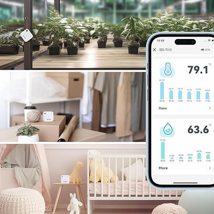 Smart Wi-Fi Temperature and Humidity Sensor, Inkbird Indoor White Hygrometer Thermometer Monitor with Alarms, Historical Graphs, 1 Year Data Cloud Storage, Ideal for Home Reptile Greenhouse