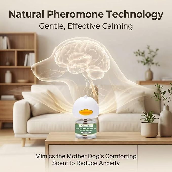 4-Pack Dog Calming Diffuser Kit (1 Diffuser + 3 Refills), Plug-in Pheromone Calming Diffuser for Dog, 90-Day Supply, Covers 700 sq ft, Safe & Odorless Stress Relief Solution, Promotes Relaxed Behavior