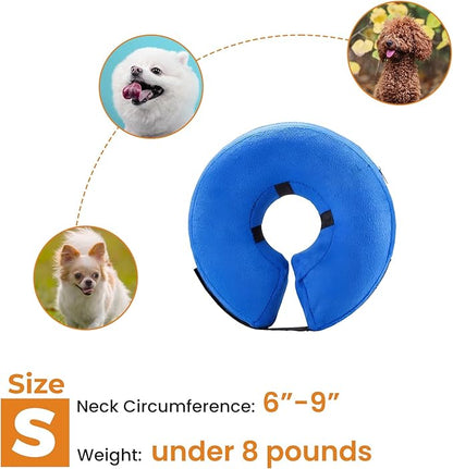 Inflatable Dog Cone for Small Dog Designed for Comfortable Post-Surgical Recovery Ultra-Soft Comfort Unblocked View No Disruption to Dog's Daily Life