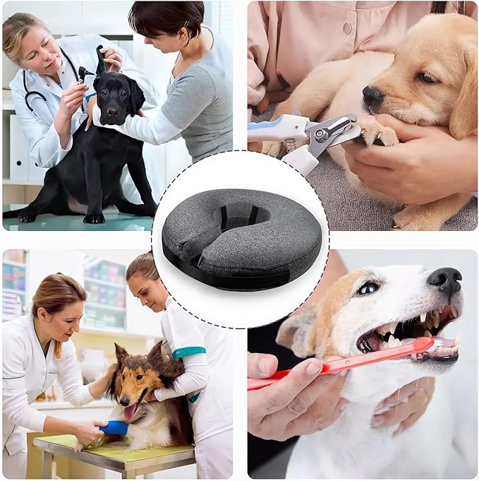 MIDOG Dog Cone - Inflatable Soft Donut Collar Alternative for Dogs After Surgery, Protective Recovery Collar Prevents Licking, Comfortable E-Collar Alternative for Small Medium Large Dogs (Gray, L+)