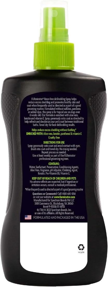 FURminator® Rinse-Free deShedding Spray For Dogs, Helps Reduce Excess Shedding And Refreshes Between Baths, 8.5 Fluid Ounces